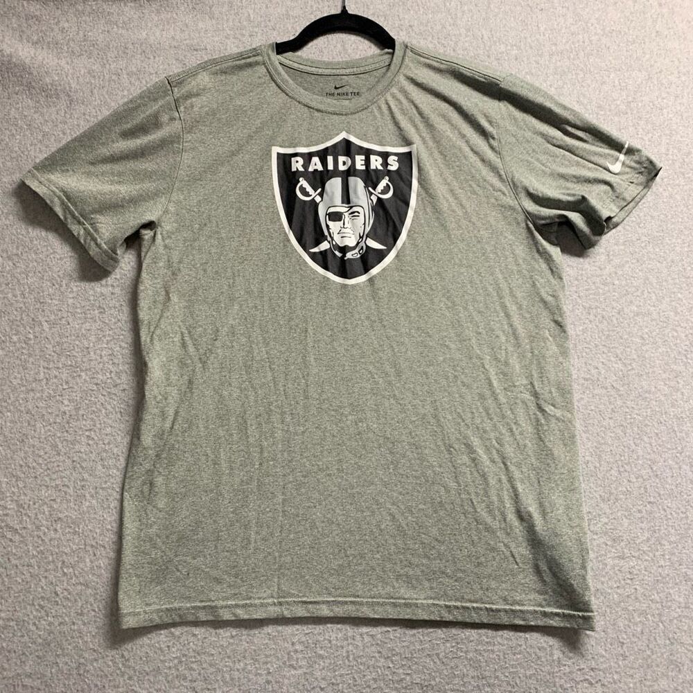 The Nike tee shirt mens large raiders football gray athletic dri fit